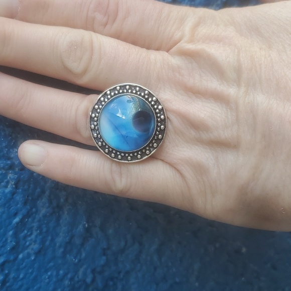 New Galaxy Celestial, Abstract, Hypnotic, Optical Illusion Silver Ring. - Picture 4 of 11